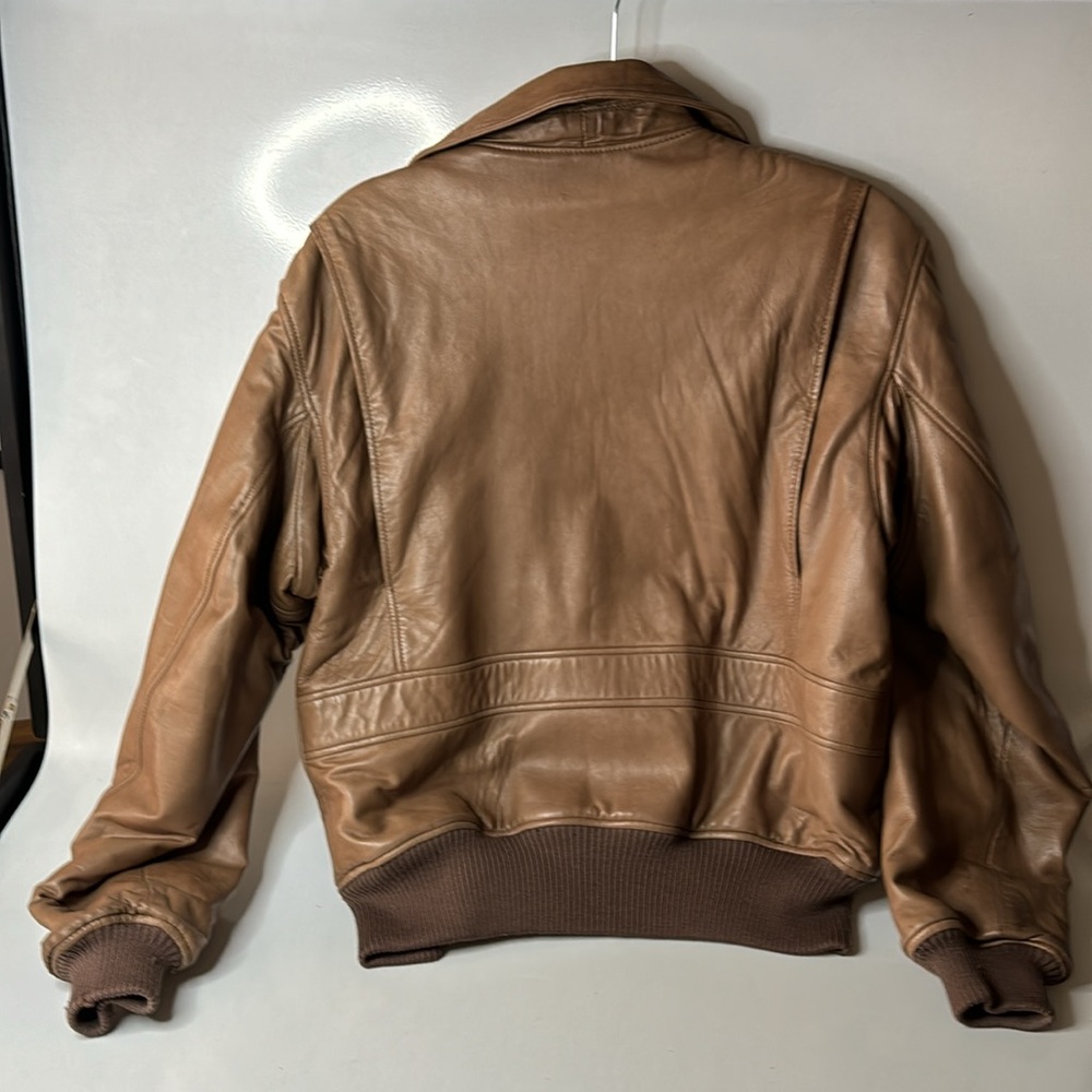 Vintage Abercrombie & Fitch Bomber Jacket - Brown Leather - Size L - Picture 2 of 16